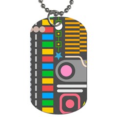 Pattern Geometric Abstract Colorful Arrows Lines Circles Triangles Dog Tag (two Sides) by Vaneshart
