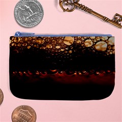 Water Drops Bubbles Macro Close Up Brown Large Coin Purse by Vaneshart