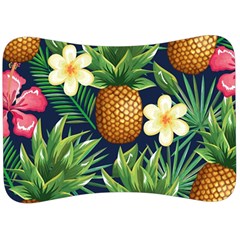 Tropical Pattern Pineapple Flowers Floral Fon Tropik Ananas Velour Seat Head Rest Cushion by Vaneshart