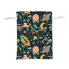 Texture Patterns Aliens Rockets Space Lightweight Drawstring Pouch (m) by Vaneshart