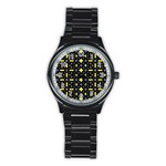 Pattern Black Background Texture Stainless Steel Round Watch Front