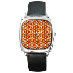 Pattern Colorful Modern Color Square Metal Watch by Simbadda