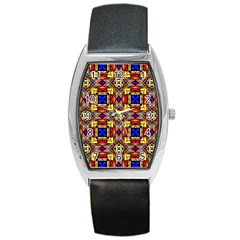 Stained Glass Pattern Texture Barrel Style Metal Watch by Simbadda