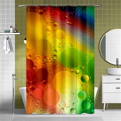 Abstract Sunlight Flower Reflection Color Macro Floating Yellow Circle Macro Photography Spheres Oil Shower Curtain 48  X 72  (small)  by Vaneshart