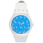 Flamenco Birds Exotic Nice Pink Round Plastic Sport Watch (M) Front