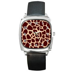 Animal Print Giraffe Patterns Square Metal Watch by Vaneshart