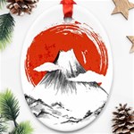 Mount Fuji Mountain Ink Wash Painting Oval Ornament (Two Sides) Front
