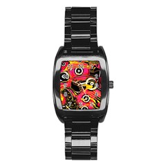 Abstract Clutter Stainless Steel Barrel Watch by Vaneshart