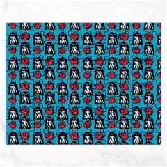 Girl Flower Pattern Blue Rectangular Jigsaw Puzzl by snowwhitegirl