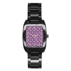 Pansies Pink Pattern Stainless Steel Barrel Watch by snowwhitegirl