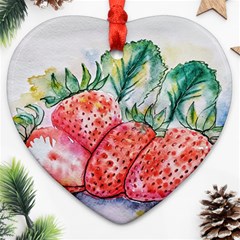 Strawberry Watercolor Figure Ornament (heart) by Wegoenart