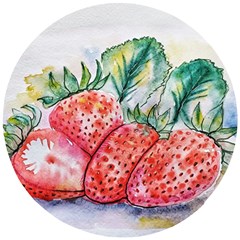Strawberry Watercolor Figure Wooden Puzzle Round by Wegoenart
