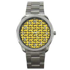 Retro Girl Daisy Chain Pattern Yellow Sport Metal Watch by snowwhitegirl