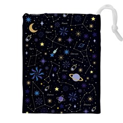 Starry Night  Space Constellations  Stars  Galaxy  Universe Graphic  Illustration Drawstring Pouch (5xl) by Vaneshart