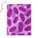 Exotic Tropical Leafs Watercolor Pattern Drawstring Pouch (4XL) Back