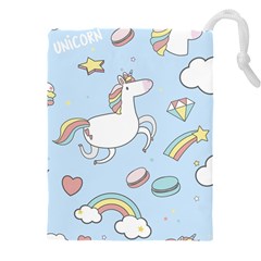 Unicorn Seamless Pattern Background Vector Drawstring Pouch (5xl) by Sobalvarro