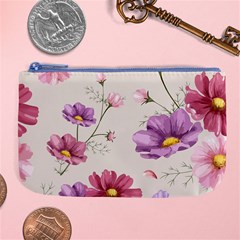 Vector Hand Drawn Cosmos Flower Pattern Large Coin Purse by Sobalvarro