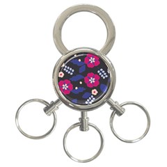 Vector Seamless Flower And Leaves Pattern 3-ring Key Chain by Sobalvarro