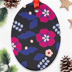 Vector Seamless Flower And Leaves Pattern Oval Ornament (two Sides) by Sobalvarro