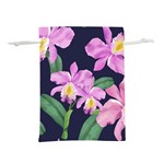 Vector Hand Drawn Orchid Flower Pattern Lightweight Drawstring Pouch (L) Front