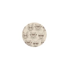 Seamless Pattern Hand Drawn Cats With Hipster Accessories 1  Mini Magnets by Vaneshart