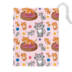 Cat Seamless Pattern Drawstring Pouch (5xl) by Vaneshart