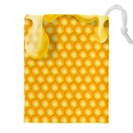 Abstract Honeycomb Background With Realistic Transparent Honey Drop Drawstring Pouch (5XL) Front