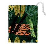 Abstract Seamless Pattern With Tropical Leaves Drawstring Pouch (5XL) Front