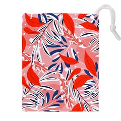 Tropical Seamless Pattern With Colorful Leaves Plants Drawstring Pouch (5xl) by Vaneshart