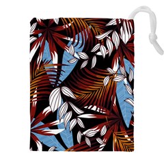 Trending Abstract Seamless Pattern With Colorful Tropical Leaves Plants Black Drawstring Pouch (5xl) by Vaneshart