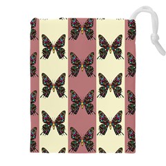 Butterflies Pink Old Old Texture Drawstring Pouch (5xl) by Vaneshart