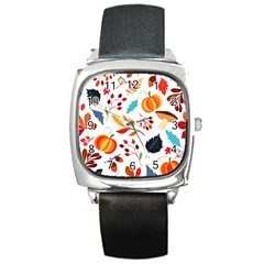 Pattern Pumpkins Autumn Square Metal Watch by Vaneshart