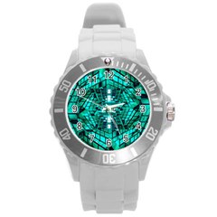 Texture Building Structure Pattern Round Plastic Sport Watch (l) by Vaneshart