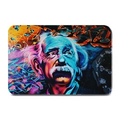 Albert Einstein Retro Wall Graffiti Blue Pink Orange Modern Urban Art Grunge Plate Mats by genx
