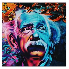 Albert Einstein Retro Wall Graffiti Blue Pink Orange Modern Urban Art Grunge Large Satin Scarf (square) by genx