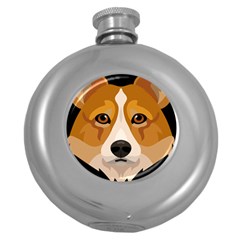 Welsh Corgi Dog Round Hip Flask (5 Oz) by trulycreative