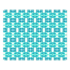 Teal White  Abstract Pattern Double Sided Flano Blanket (large)  by BrightVibesDesign