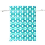 Teal White  Abstract Pattern  Lightweight Drawstring Pouch (XL) Back