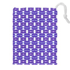 Purple  White  Abstract Pattern Drawstring Pouch (4xl) by BrightVibesDesign