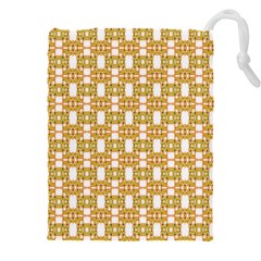 Yellow  White  Abstract Pattern Drawstring Pouch (4xl) by BrightVibesDesign