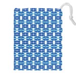 Blue White  Abstract Pattern Drawstring Pouch (4XL) Front