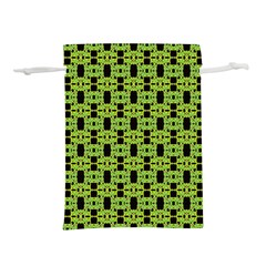 Green Black Abstract Pattern Lightweight Drawstring Pouch (m) by BrightVibesDesign