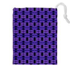 Purple Black Abstract Pattern Drawstring Pouch (4xl) by BrightVibesDesign