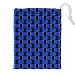 Blue Black Abstract Pattern Drawstring Pouch (4xl) by BrightVibesDesign