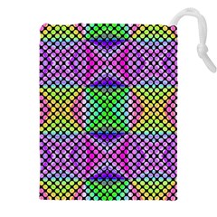 Bright  Circle Abstract Black Pink Green Yellow Drawstring Pouch (4xl) by BrightVibesDesign