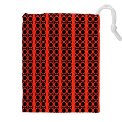 Circles Lines Black Orange Drawstring Pouch (4xl) by BrightVibesDesign