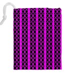 Circles Lines Black Pink Drawstring Pouch (4XL) Back