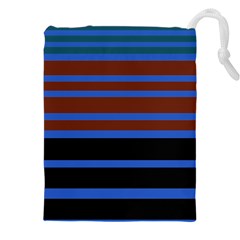 Black Stripes Blue Green Orange Drawstring Pouch (4xl) by BrightVibesDesign