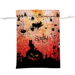 Funny Halloween Design, Cat, Pumpkin And Witch  Lightweight Drawstring Pouch (xl) by FantasyWorld7