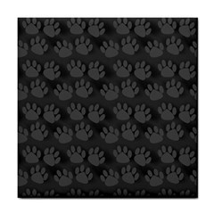 Pattern Texture Feet Dog Grey Tile Coaster by HermanTelo